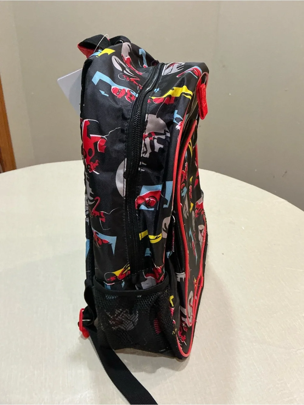 Disney The Incredibles Backpack Black Red All Over Print Kids NWT